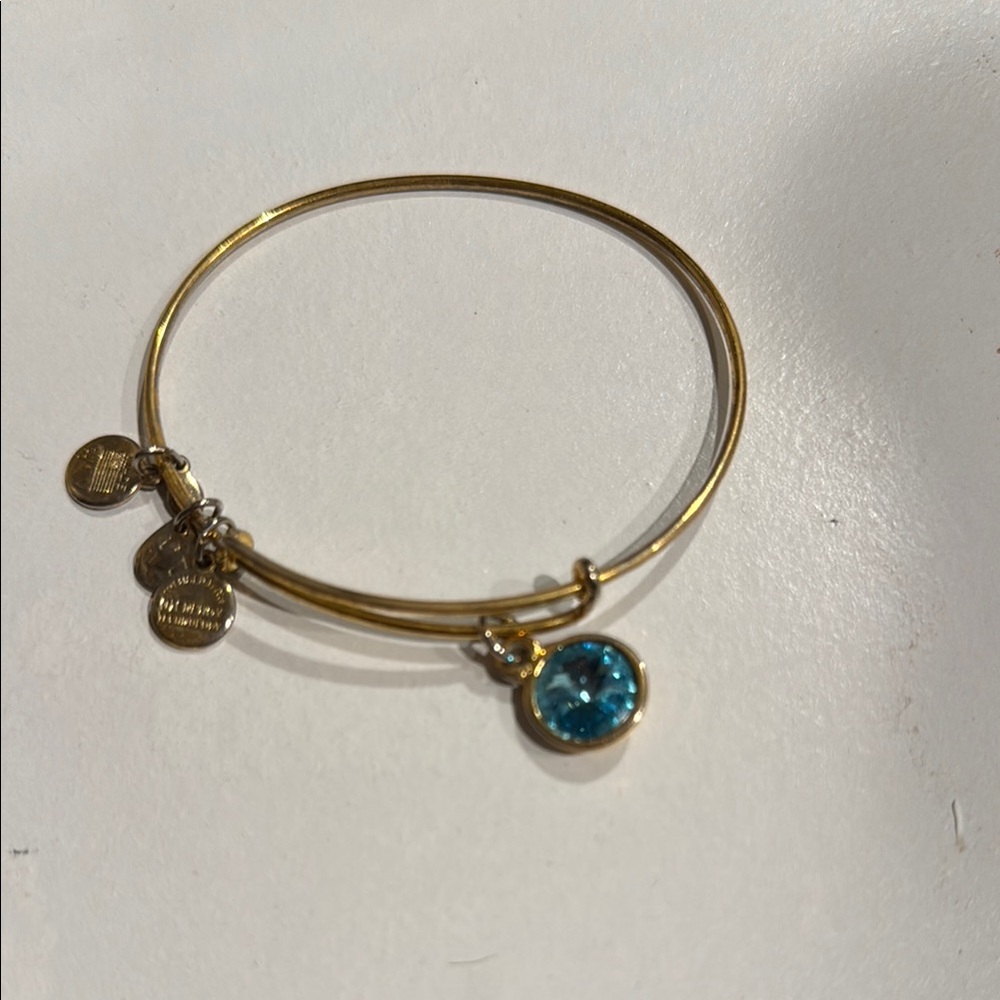 Alex and Ani Gold and Blue Charm Bracelet